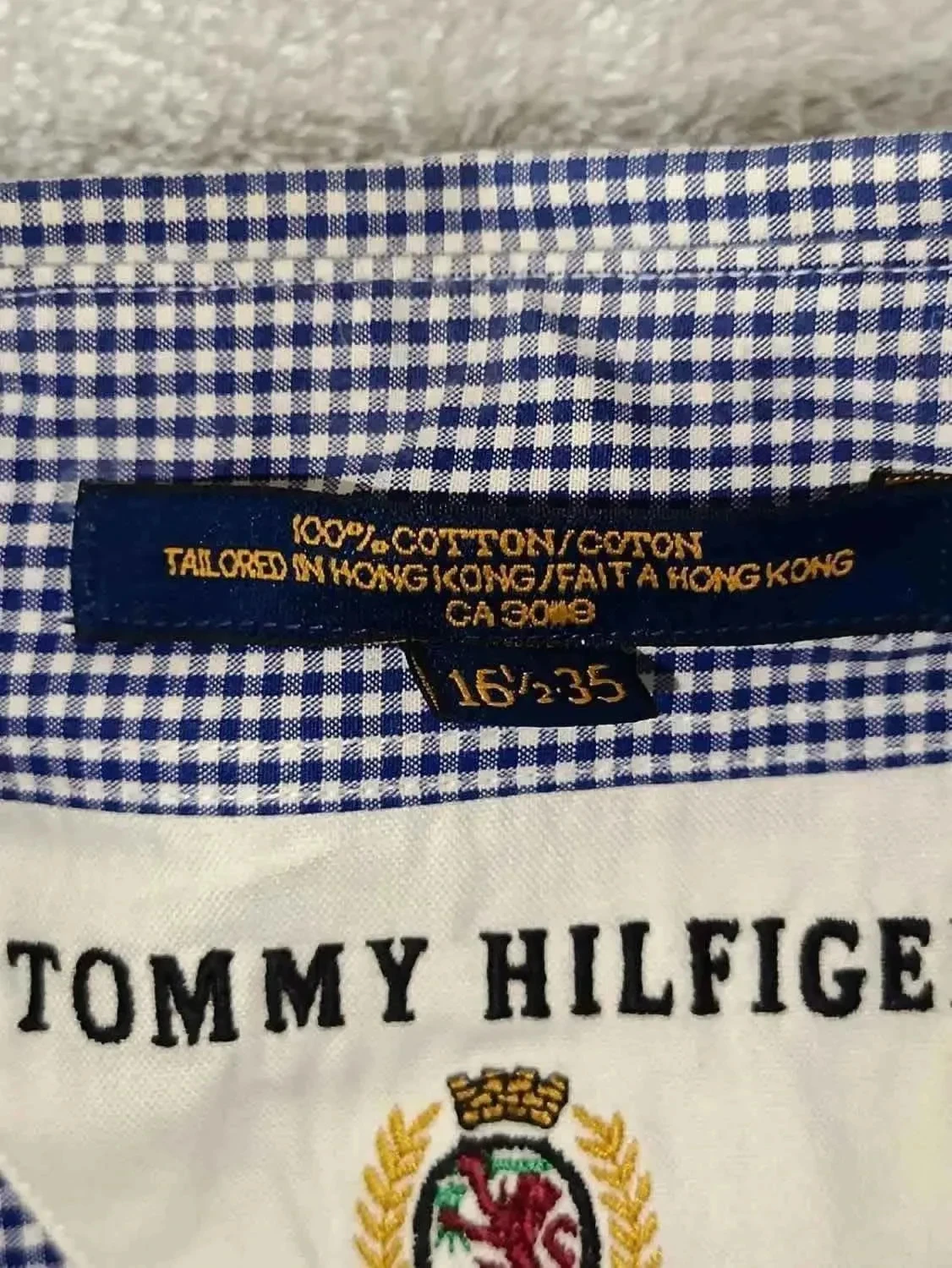 Vintage Tommy Hilfiger blue and white checkered shirt Size 16 1/2 35 – photo 7